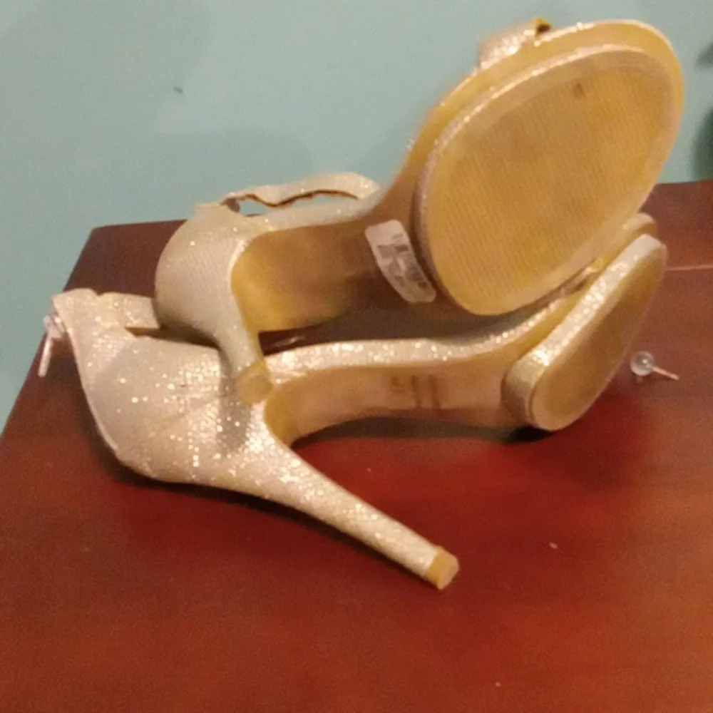 W Silver Glitter Heeled Sandals